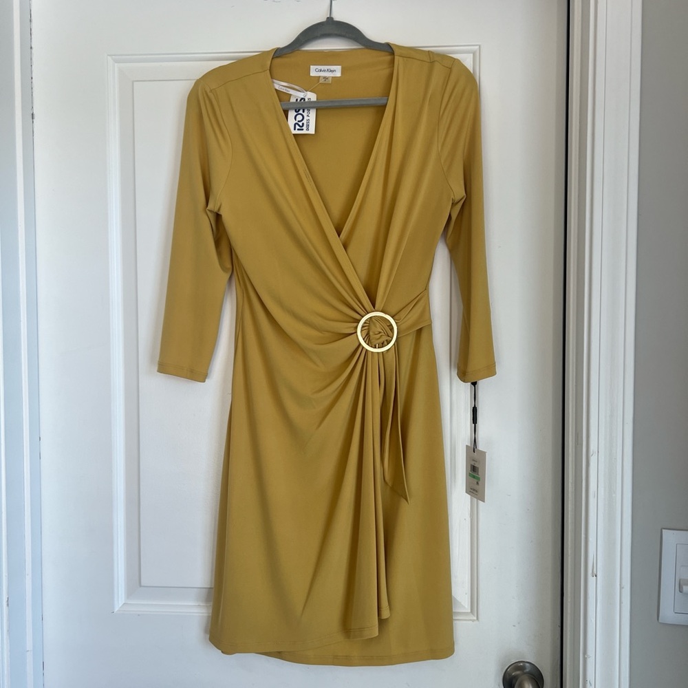 Calvin Klein Yellow/Mustard Wrap Dess